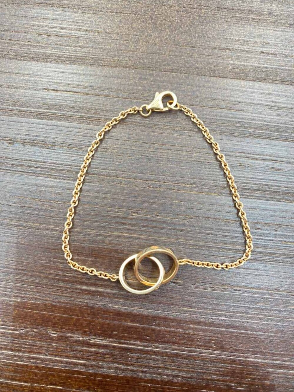 Authentic Cartier 18K Rose Gold Love Interlocking Double Ring Motif Bracelet - Picture 2 of 6